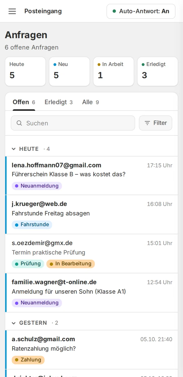 Dasselbe Dashboard auf dem Handy